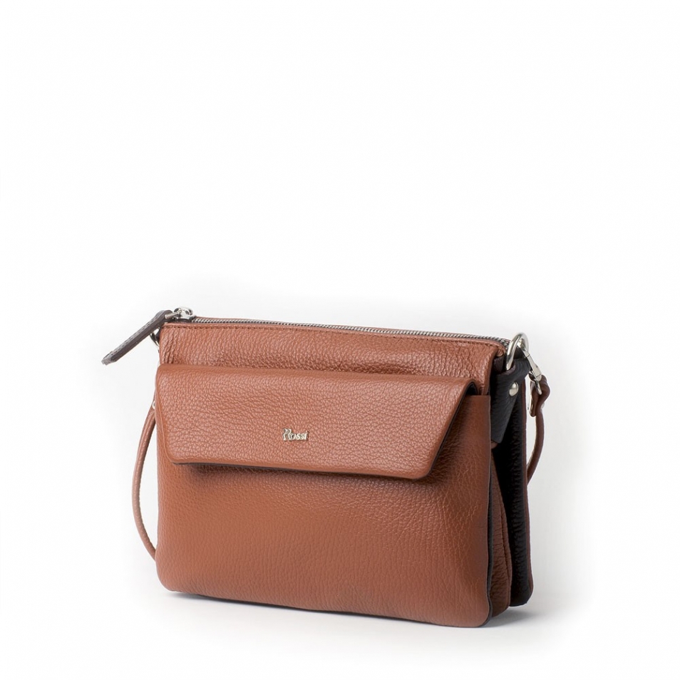 Full grain moka leather women mini shoulder bag CAMELIA