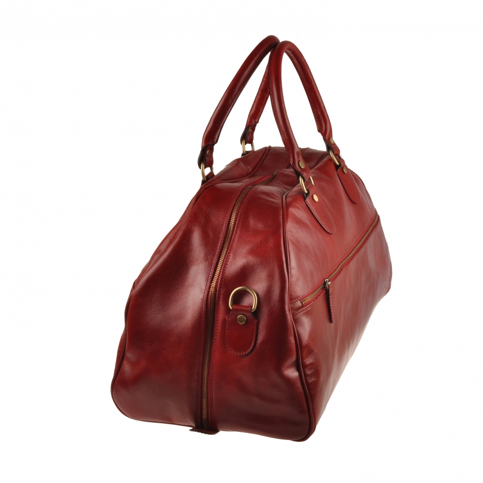 Leather travel Bag red Tiziano Ponte Vecchio by Original Tuscany