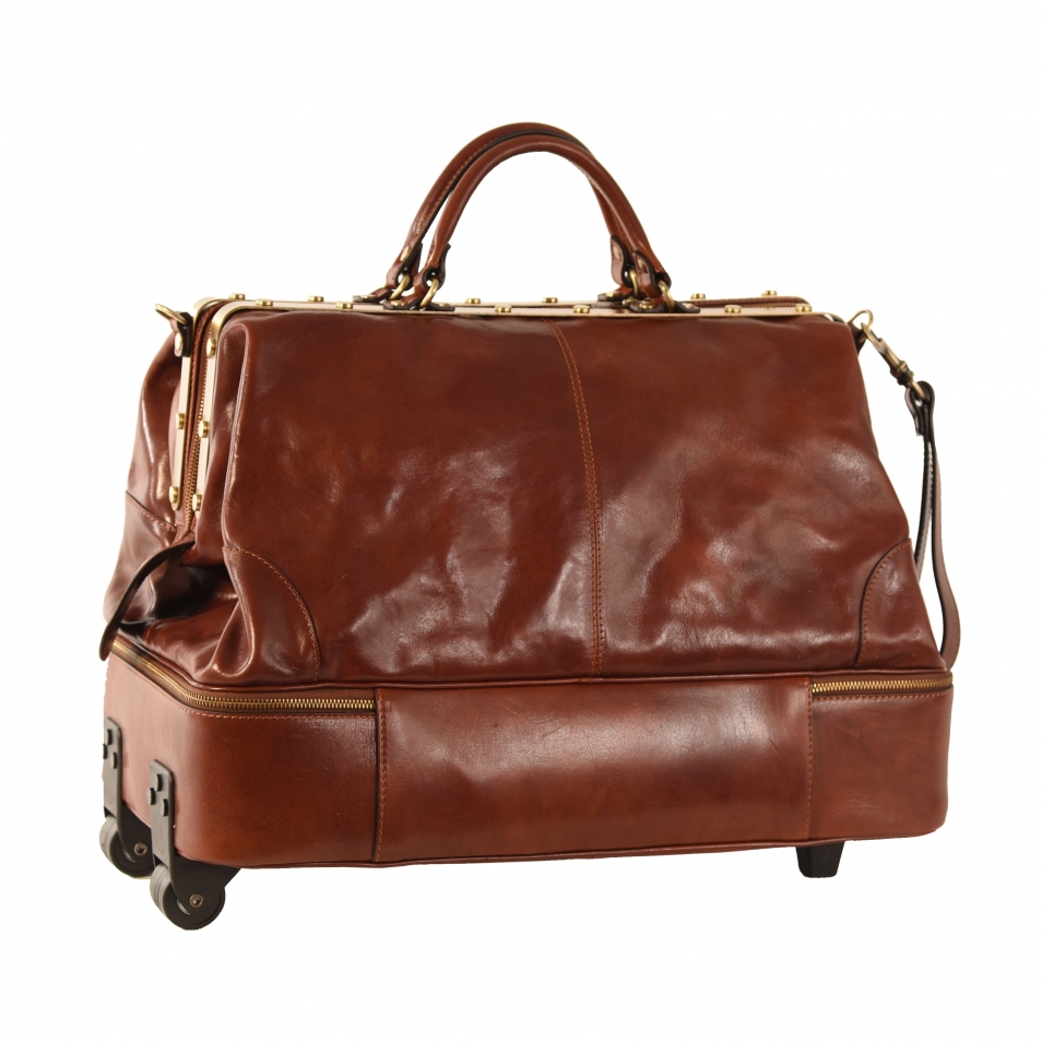 Vespucci Two wheeles double-bottom Gladstone brown leather