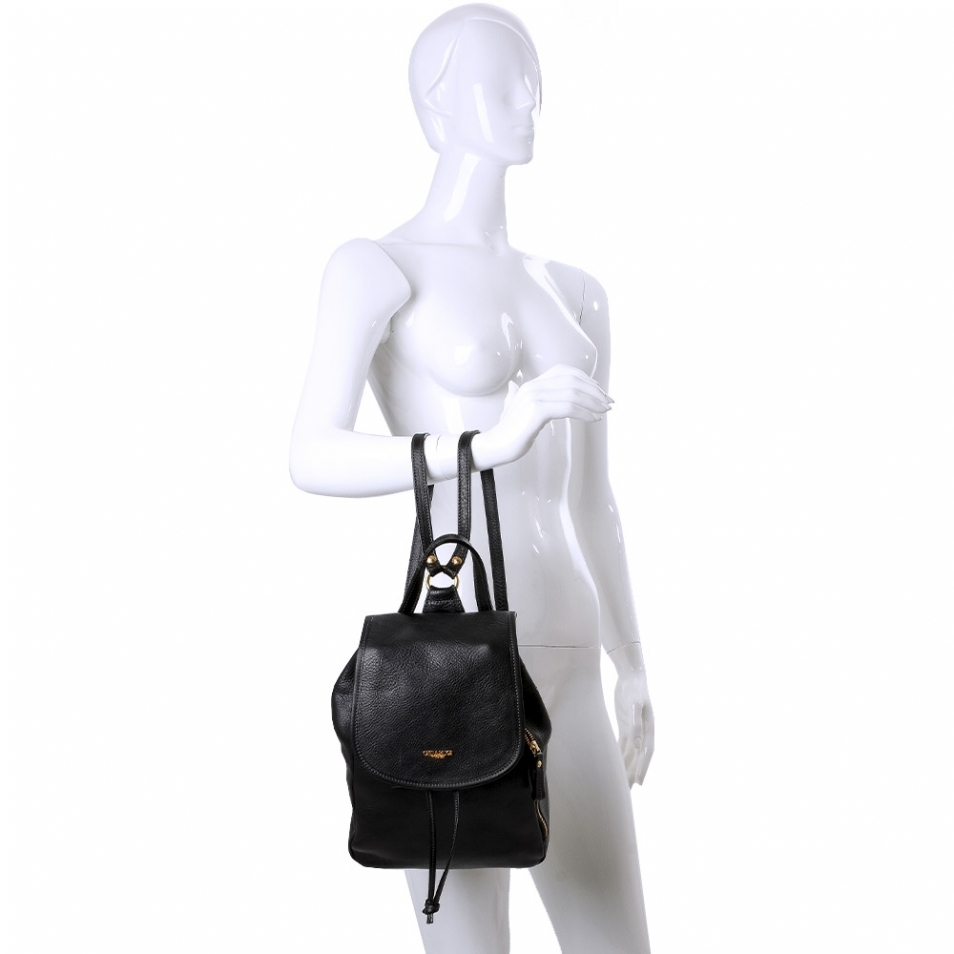 Black leather backpack Chiarugi by Original Tuscany Made in Italy