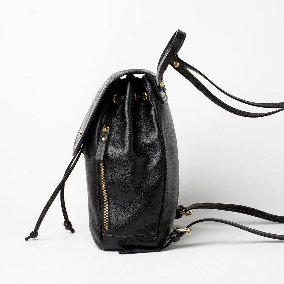 Black leather backpack Chiarugi by Original Tuscany Made in Italy