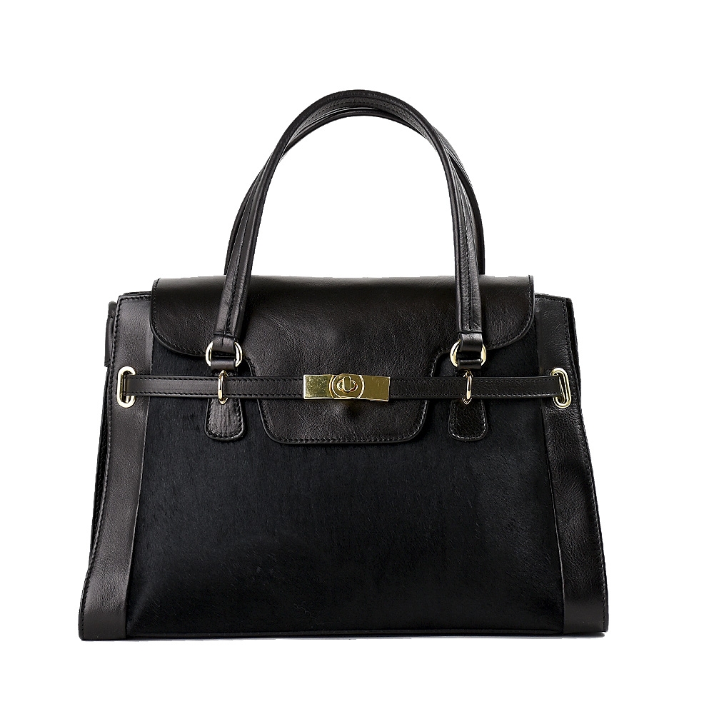 calf leather women's purse body bag in hair calf. Nilla Genovesi