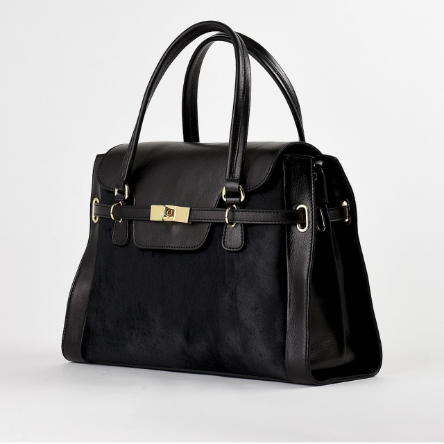 NILLA FUR DOUBLE - NERO CAVALLINO
