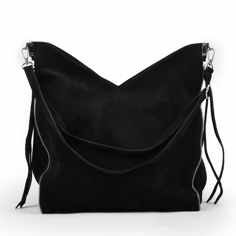 WOMEN'S SHOULDER BAG in suede and black hair calf Letizia Genovesi