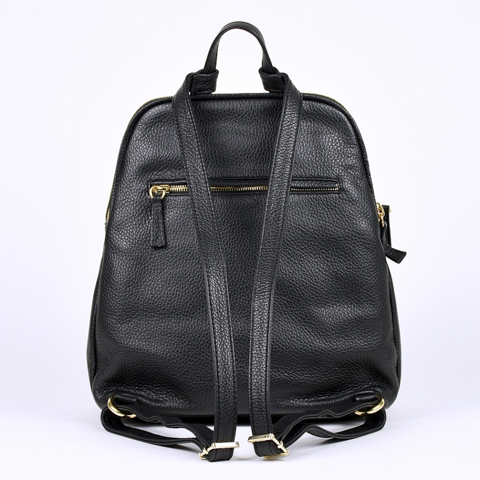 Soft full grain leather backpack's woman black Iris Rossi by