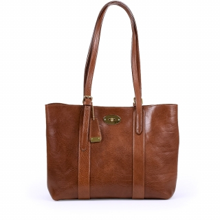 Angelina brown leather Tote Chiarugi by Original Tuscany