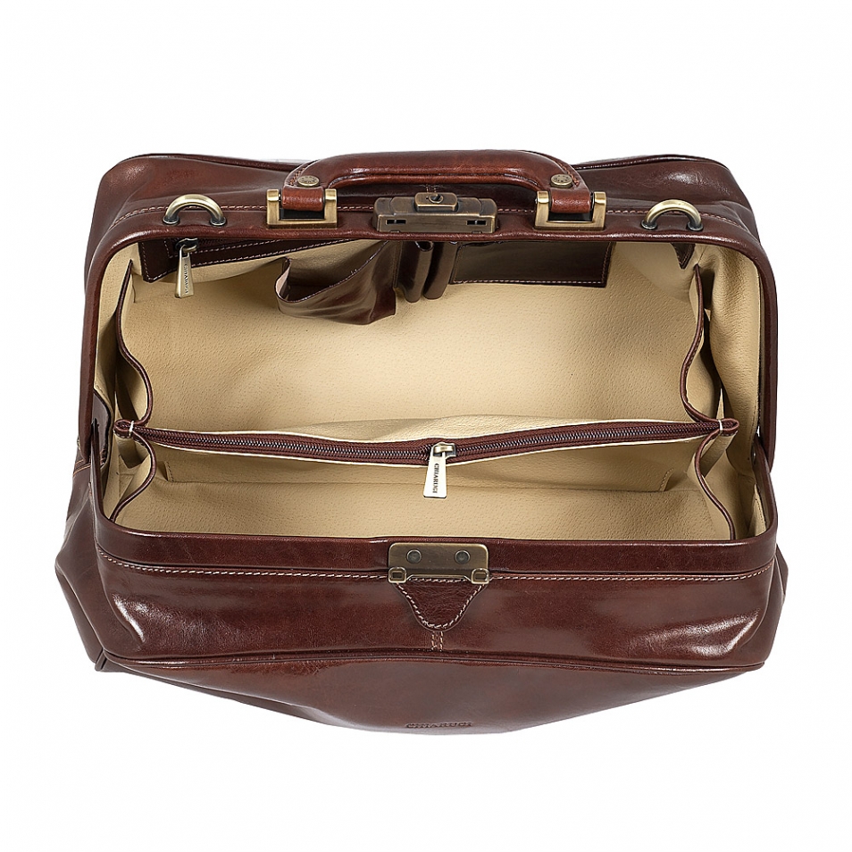 Brown leather Doctor Bag Da Vinci Chiarugi by Original Tuscany