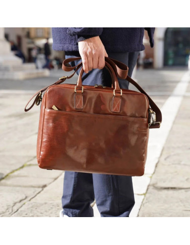 Cartella marrone in pelle Istanbul Chiarugi by Original Tuscany Made in Italy