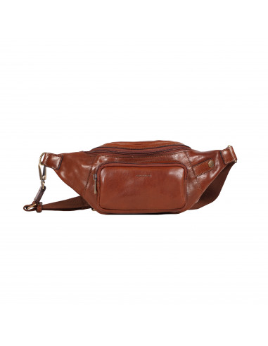Brown Leather Fanny Pack Frescobaldi Chiarugi Original Tuscany Made in Italy