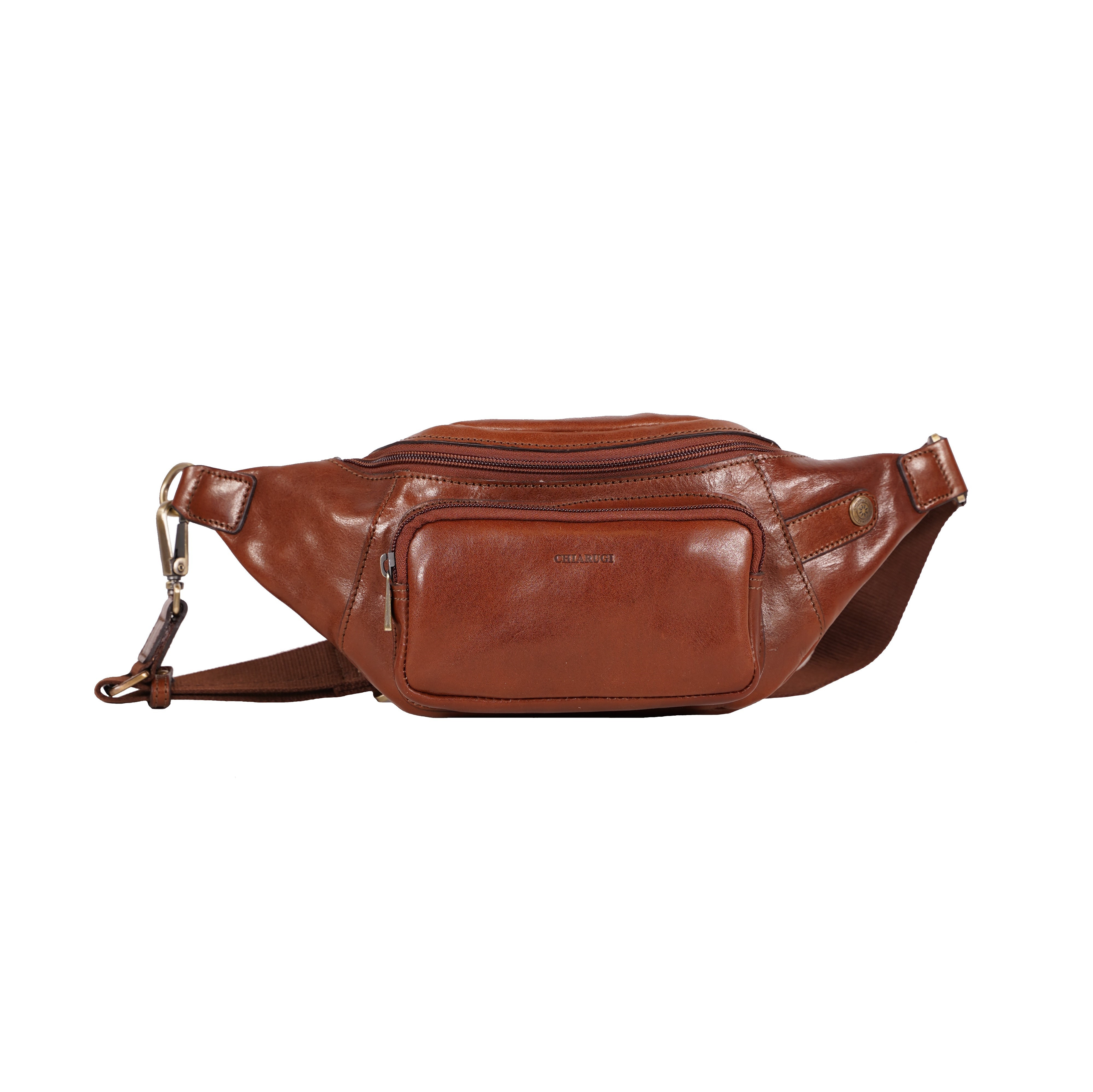 Brown Leather Fanny Pack Frescobaldi Chiarugi Original Tuscany Made in Italy
