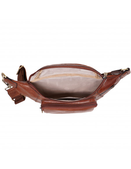 Brown Leather Fanny Pack Frescobaldi Chiarugi Original Tuscany Made in Italy