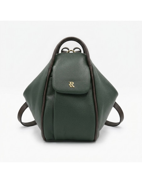 Full grain leather women's backpack purse. Flora, Bruno Rossi, Made in Italy