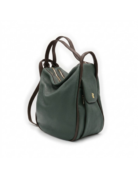 Full grain leather women's backpack purse. Flora, Bruno Rossi, Made in Italy