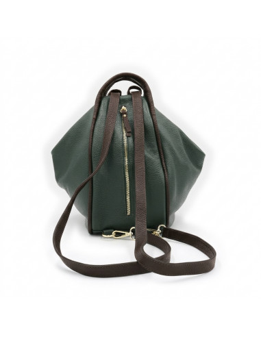 Full grain leather women's backpack purse. Flora, Bruno Rossi, Made in Italy