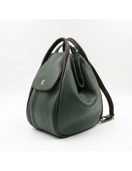 Full grain leather women's backpack purse. Flora, Bruno Rossi, Made in Italy