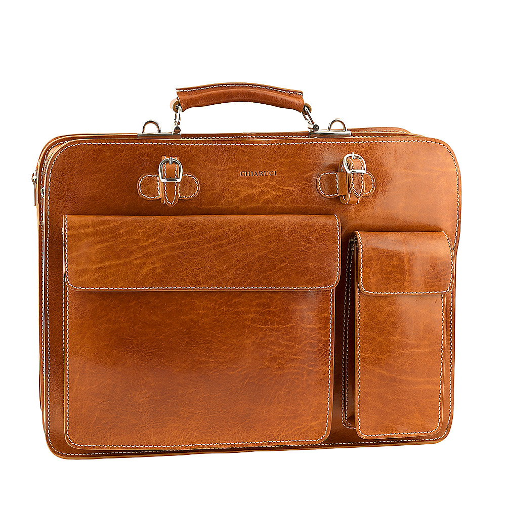 Milan honey wrinkled leather bag - elegant professional business bag
