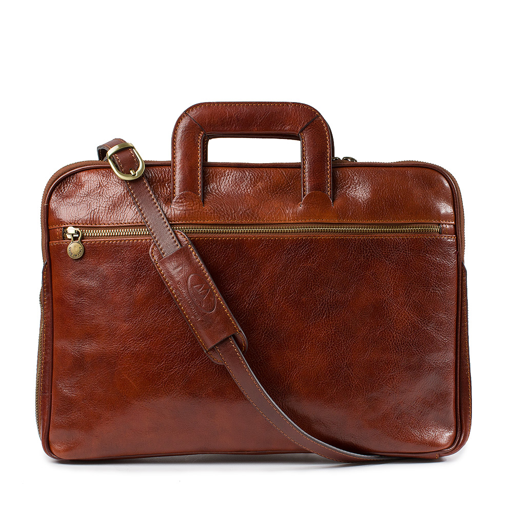 Giotto professional bag brown leather - handcrafted lawyer briefcase