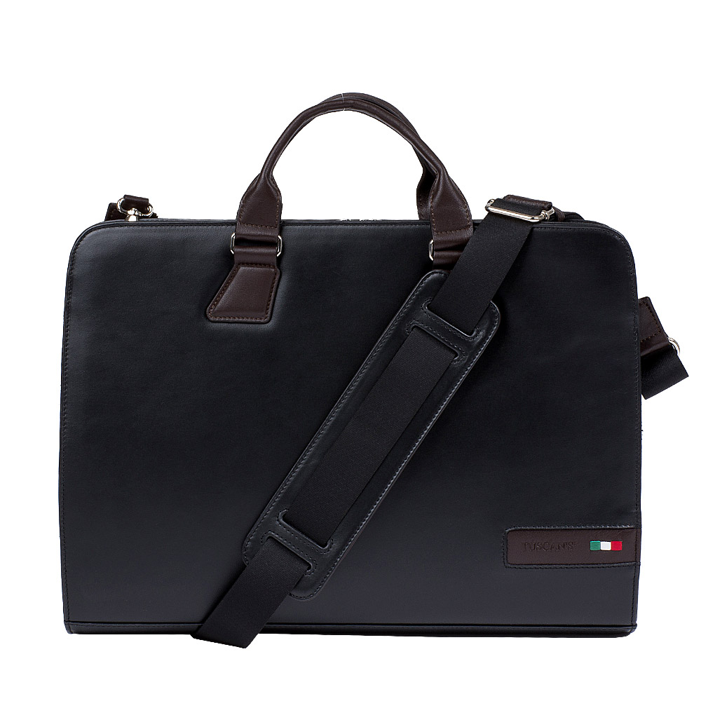 Rossi black full grain leather briefcase - professional student teacher bag