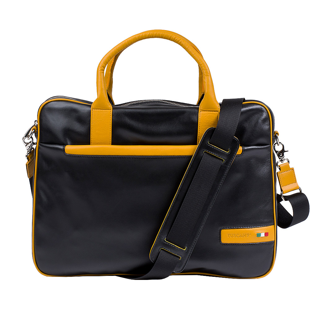 Thun yellow black briefcase - work travel bag with earphone hole