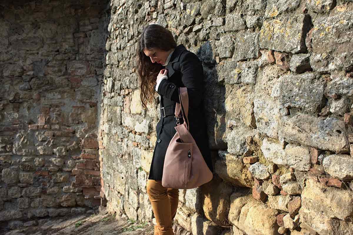 Millemodi leather bag pink - Volterra Italy