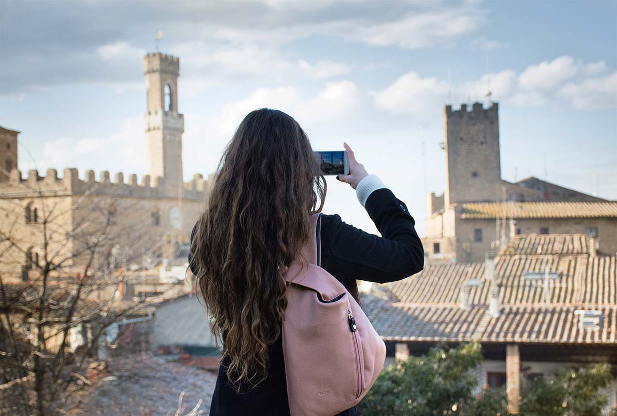 Millemodi leather bag pink - Volterra Italy